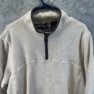Powder River Outfitters Mens XXL Tan Herringbone 1/4 Zip Pullover Gorpcore